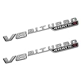 cicisame 2 Stück V8 BITURBO Logo Auto Seite Kotflügel Aufkleber für Mercedes Benz AMG GT SLC CL GLS GL E Klasse W213 Buchstaben Abzeichen Zubehör (Silber)