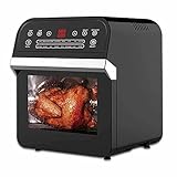 NBLD Heißluftfritteusen für den Heimgebrauch 12L 1600W Heißluftfritteuse Toaster Rotisserie und Dörrgerät mit LED-Digitalbildschirm (Color : Black, Size : 12L) (Black 12L)