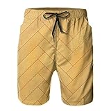 Nixboser Gelbe Holzboden Fischgräten-Parkett Nahtloses Muster Herren Badehose Beach Boardshorts mit Netzfutter, 2, S 7-9