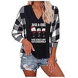 Kobilee Weihnachtspullover Damen Xmas Sweatshirt Langarm V-Ausschnitt Pulli Shirt Winter Strickpulli Schneemann Pullover drucken Langarm Christmas Sw