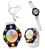 alles-meine.de GmbH Disco Watch - Armbanduhr mit LED - Licht _ incl. 4 extra Armbänder - blinkt auch im Rhythmus zur Musik - mit USB Anschluß & Kabel & Fun Lights App - w