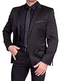 Unbekannt Herren Sakko Regular Fit klassisch Reverskragen Blazer Zweiknopf Jackett Anzug Slim Fit bequem, Größe 46, schwarz-g