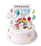 iZoeL Tortendeko Einhorn Geburtstag Kuchen Regenbogen Happy Birthday Girlande Luftballon Wolke Kuchen Topper für Kinder Mädchen Jung