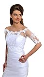 Nina Brautmoden Bolero/Cape für Brautkleid/Hochzeit aus Tüll & Spitze - B108 (S/M, weiß)