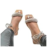 errcom Sommer Damen Sandalen Flacher Zehenabscheider Klassische Damen Strass Schuhe Strasssteinen Modische Riemchensandalen Als High-Heels Mit Ab