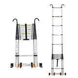 Teleskopleiter Leiter Treppenleiter Aluminium Teleskopleiter mit Haken, Stabilisator und Rädern, 8m/7m/6m/5m/4m hoch Teleskopleiter, Verlängerungsleiter für Home Roof Attic RV (Size : 6.3m/20.7ft)