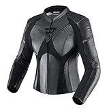 REBELHORN Rebel Lady Motorradjacke für Frauen Rindsleder Ellbogen Schultern und Rückenprotektor Belüftung 4 Taschen Reflektierende E