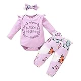 Kleine Schwester Große Schwester Outfits Passende Kleidung Neugeborene Baby Strampler T-Shirt Top Floral Bedruckte Hosen Röcke mit Stirnbändern S