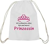 Shirtstreet24, ICH WERD PRINZESSIN, Baumwoll natur Turnbeutel Rucksack Sport Beutel, Größe: onesize,weiß