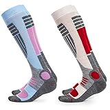Occulto 2 PAAR DAMEN SKISOCKEN mit POLSTERUNG in verschiedenen Farben, THERMO WINTERSOCKEN für SKI und SNOWBOARD (39-42, 1 Paar Blau2 | 1 Paar Rot2)