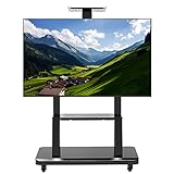 MLYY TV Ständer TV Standfuß Schwarz Hochbelastbarer TV-Ständer Mit Hohem Boden Für Entertainment-Center, 40 50 55 65 70 75 Zoll Rollbarer TV-Wagen Mit Rädern & AV-Regal, 120kg L