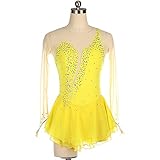 Q&M Damen Mädchen Eiskunstlauf Kleid Elastischer Trainingsanzug Performance Anzug Ballettk