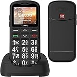 Uleway GSM Seniorenhandy ohne Vertrag, Mobiltelefon Seniorenhandy mit Großen Tasten Ladestation Notruftaste Dual SIM Taschenlampe Wecker FM Radio, 800 mAh Akku Lange Standby Z