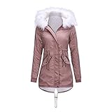 Vimoli Winterjacke Damen Warm Kunstfell Gefüttert Steppjacke Übergangsjacke Winter Jacke Parka Dicker Winddichte Teddyfell Lang Parka Mantel Mit Kapuze Mantel Winterparka Große Größen Outw