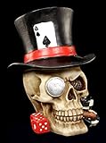 Totenkopf Figur mit Zylinder und Monokel - Poker Face - Schädel Skull T