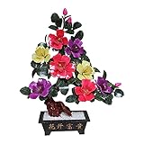 dxjsf Künstlicher Bonsai-Baum Feng Shui Tabletop Bonsai-Baum mit Jade-Stein-Blumen-Geld-Baum-Artificia-Blumen-Jade-Bonsai für Heimbüro-Dekor (8 Pfingstrosenblumen) Simulationsb