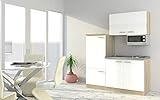 respekta Küche Miniküche Singleküche Küchenzeile Einbau Küchenblock 160 cm Eiche Sonoma Nachbildung Weiß