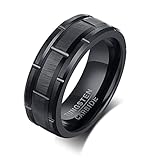 Banemi Freundschaft Ringe Edelstahl, Promise Ring Edelstahl Negro Anillo Con Ranura Hypoallergen Verlobungsringe Ehemanngeschenk Größe 67 (21.3)