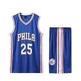WXHNL Simmons Jersey 76er 25# Kids Basketball Jersey Top und Shorts Set, ärmellos atmungsaktiver 2-teiliger Anzug Trainingsanzug Blue- XL