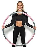HUCELLA | Hula Hoop Reifen Erwachsene | Inkl. Tasche 1,2kg | Hula-Hoop-Reifen | Anfänger & Fortgeschrittene | Hullahub Reifen zum abnehmen | Fitness Zuhause (Rosa/Grau)