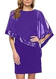 Yming Frauen Casual Plus Size Batwing Poncho Bleistiftkleid Batwing Bubble Hem Plus Size Paillettenkleid Party Kleid Lila 4XL