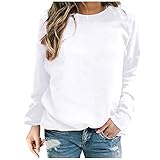 MOKBAY Damen Casual V-Ausschnitt Einfarbig Langarm Top Pullover Sweatshirt Damen Cute Hoodie Familien Pullover Set Kawaii Hoodie Hoodie Umstands Pullover Damen Lang W