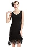 BABEYOND 1920s Kleid Damen Flapper Kleid ohne Ärmel V Ausschnitt Knielang Charleston Kleid Gatsby Motto Party Damen Fasching Kostü