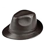 G&F Leder Jazzmütze Herren Schaffell Retro Jahrgang Fedora Gentleman Hut 55-60cm (Color : Brown, Size : 57-58)