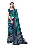 Indische Sari-Uniform-Kleid aus weicher Kreppseide, bedruckt, Sari-Bluse, 6644, blau, G