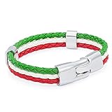 TRIXES geflochtenes Armband in den Farben der italienischen Trikolore grün weiß und rot Unisex Armband für Sportveranstaltungen und Nationale E