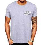 Herren-T-Shirt, Rundhalsausschnitt, lockere Passform, kurzärmelig, linke Brust, Fahrraddruck, lässig, bequem, schwarz, weiß, grau, lässig, modisch, Sport-Tops Gr. XXL, g