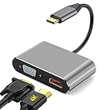 CosySun USB C auf HDMI VGA Adapter Thunderbolt 3 zu HDMI Adapter USB3.1 Typ C Konverter auf 4K Monitor 1080P TV Projektor Switch für USB C Laptop T