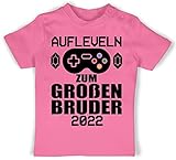 Geschwister Bruder und Schwester - Aufleveln zum großen Bruder 2022 - schwarz - 1/3 Monate - Pink - Bruder - BZ02 - Baby Shirt für Mädchen und Jung