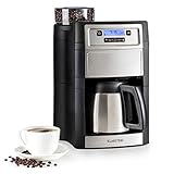 Klarstein Aromatica II Kaffeemaschine mit Mahlwerk, 1000 W, 1.25L Glaskanne oder 1.25 L Thermoskanne, Filterkaffeemaschine mit Mahlwerk, Timer, inkl. Permanent- und Aktivkohle Filter, silb