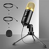 Nefelibata USB-Mikrofon und Podcast-Mikrofon für Laptop, Gaming-Mikrofon Plug & Play mit Stativ für Gesangsaufnahmen, Youtube-Streaming, Skype-Anrufe, Streaming auf PC und Mac (Gold)
