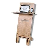 Standsome Free Crafted – Stehpult höhenverstellbar, als Sitz und Stehpult geeignet, Stehschreibtisch Rednerpult und Schreibpult aus Holz, ergonomisch und nachhaltig