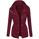 Blingko Damen Lederjacke Winter Mantel Einfarbige Übergangsjacke Kurze Outdoorjacke Leicht Gemütliche Parka mit Einstellbarer Kordelzug Motorrad Lederblusen Modische Outw