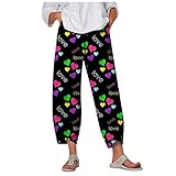 YSFWL Damen Sweathose Lang Freizeithose Mode Valentinstag Drucken Casual Lose Bequeme Hose mit weitem Bein Elastische Taille Sporthose für Jogging Laufen Yoga Traininghose Haremshose mit T