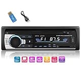 iWalker Autoradio mit Bluetooth Freisprecheinrichtung, Digital Media Receiver,Einzel-DIN-Receiver,4 x 60W Auto Radio 1 Din, FM/BT/USB/TF/SD MP3 Media Player,Schw