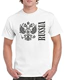 Comedy Shirts - Russia mit Wappen - Herren T-Shirt - Weiss/Grau Gr. M