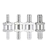4 Stück Aluminium Ventil Rückschlagventil (6 8 10 12mm) Aluminium Kraftstoff Rückschlagventil für Benzin Dieselöl Wasser Chrom Auto Auto Vergaser Niederdrucksy