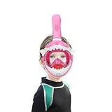 SMACO Schnorchelmaske Vollmaske Kinder Tauchmaske Vollgesichtsmaske mit 180° Sichtfeld und Kamerahaltung,Anti-Fog und Anti-Leck, Faltbare Vollgesichtsmaske für 4-10 Jahre Kinder—R