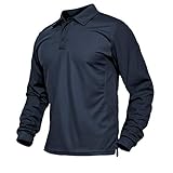 TACVASEN Herren Langarmshirts Atmungsaktiv Golf Freizeitshirts Poloshirts Outdoorshirts mit 3-Knopfleiste, Navy Blau, M