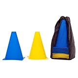 8LevelUp Pylonen 20er Set - 18 cm Hütchen (10 gelbe und 10 Blaue Kegel - flexibel, sicher und robust) mit Tasche für Fußball, Reitsport, Hundetraining, Pferdetraining, Agility Training für H