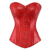 Grebrafan Vollbrust Korsagen Korsett Kunstleder Corsage (EUR(42-44) 3XL, Rot)