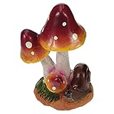 TEHAUX Harz Pilz mit Tier Ornament Fisch Tank Gebühr Garten Pilz Garten Töpfe Dekoration Keramik Ornament für DIY Puppenhaus Blumenerde Schuppen Blumentopf Pflanzen S