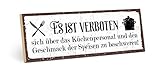 TypeStoff Holzschild mit Spruch – KÜCHENPERSONAL UND Geschmack – im Vintage-Look mit Zitat als Geschenk und Dekoration zum Thema Küche und Kochen (9,5 x 28,2 cm) - HS-00387