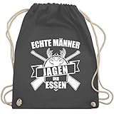 Shirtracer Beruf und Job Geschenke - Echte Männer jagen ihr Essen - Unisize - Dunkelgrau - Geschenk - WM110 - Turnbeutel und Stoffbeutel aus Baumw