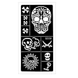 JUSTFOX - Henna Tattoo Schablone Airbrush Stencil Totenkopf Säbel Kina Dö