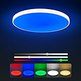 Famiatm LED Deckenleuchten RGB Farbwechsel,18W 1800LM RGB Deckenlampe Dimmbar mit Fernbedienung, IP54 Wasserdicht LED Leuchte für Schlafzimmer Wohnzimmer Kinderzimmer Küche B